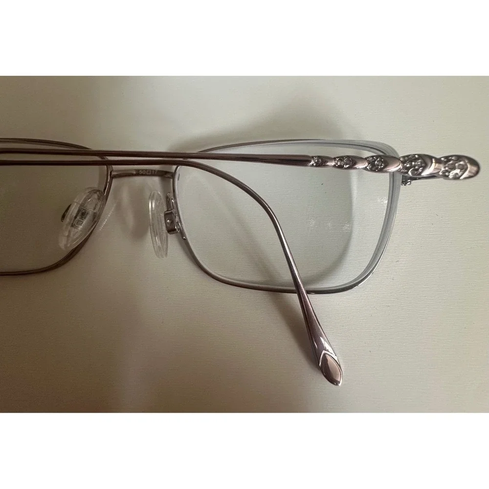Tura Titanium Eyeglasses Frames Purple Pink Rhinestone Rectangular 50-17-135